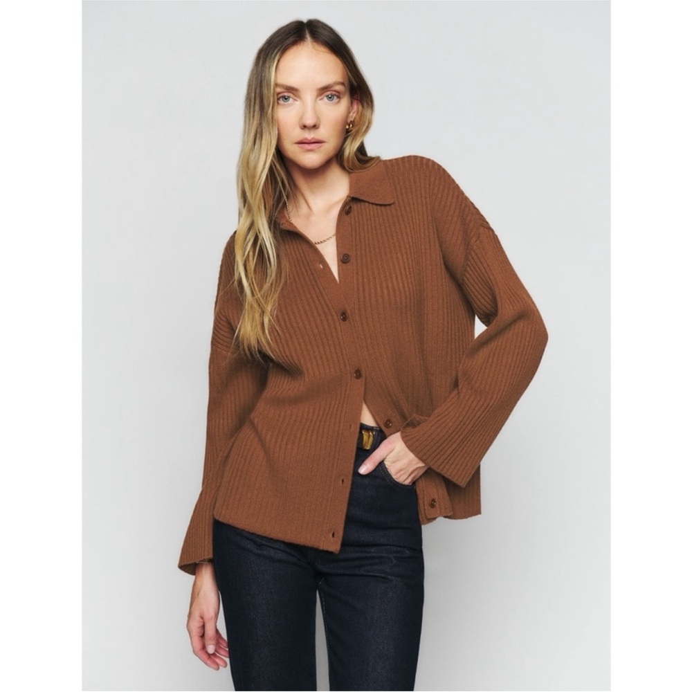 Reformation fantino cashmere collared button down cardigan